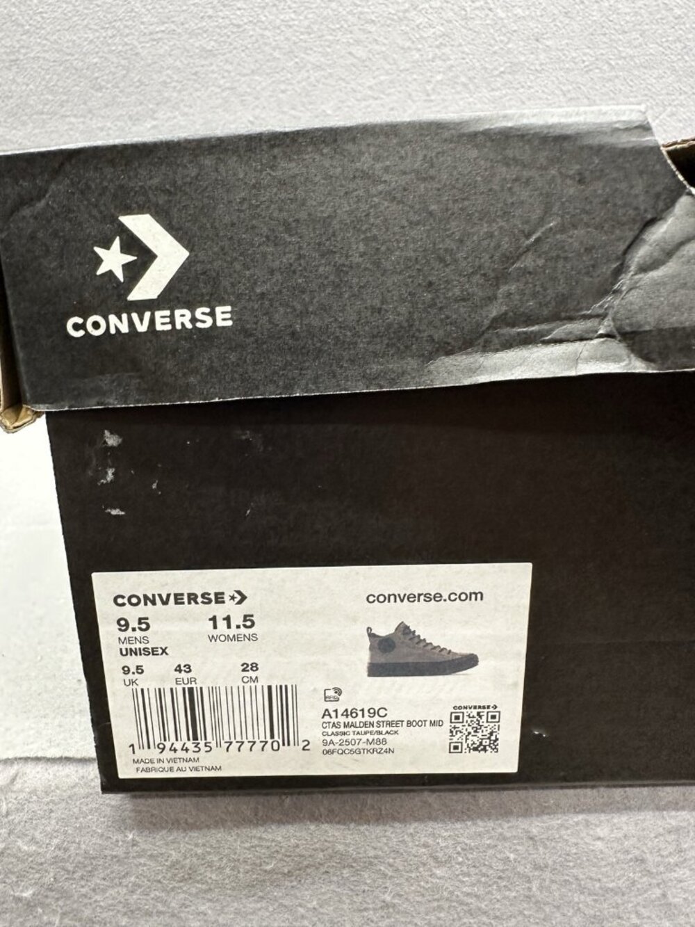 Converse Street Boots Men Size 9.5 Chuck Taylor All Star Malden Mid Taupe Black - Picture 12 of 12